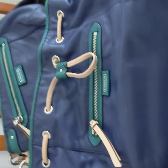 COACH BUCKET TOTE WITH MATCHING MINI PURSE RARE SET BLUE AND GREEN - Picture 4 of 4